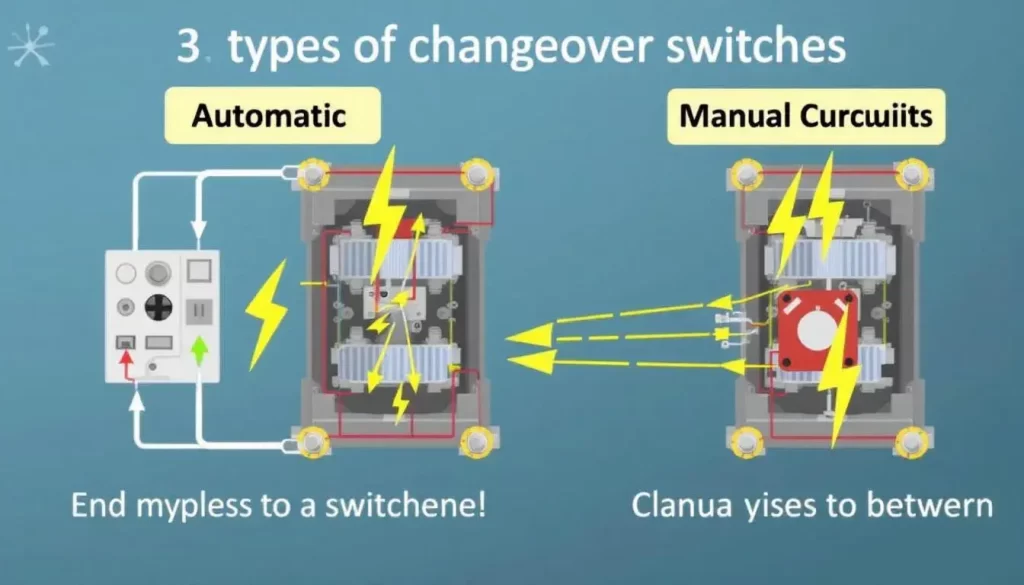 Different types of changeover switches, including automatic and manual options.