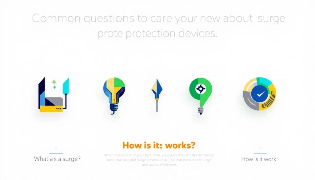 An informative graphic illustrating the most frequently asked questions about surge protection devices.