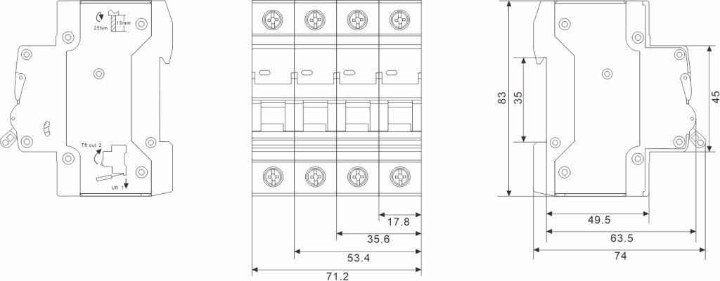 Disjoncteur Magnétothermique 3P Tosunlux TSB3 - 10A, 6 KA - Protection Surcharge Et Court-circuit